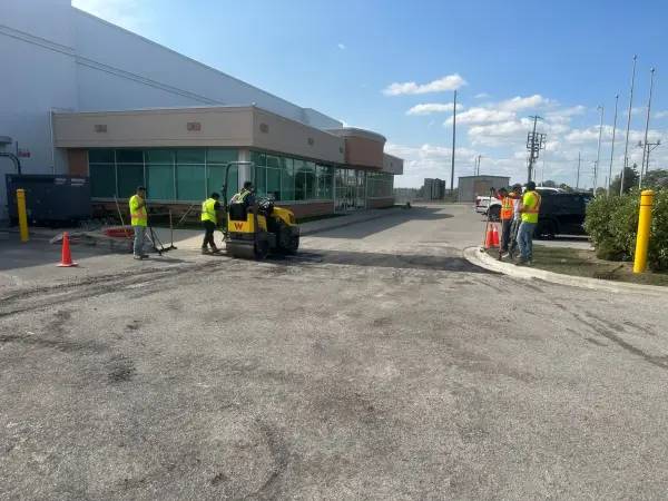 Curb and sidewalk repair at a commercial property