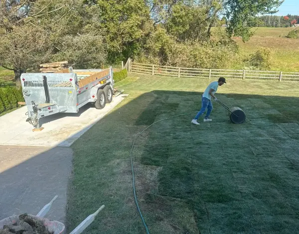 Landscaping around a property entrance
